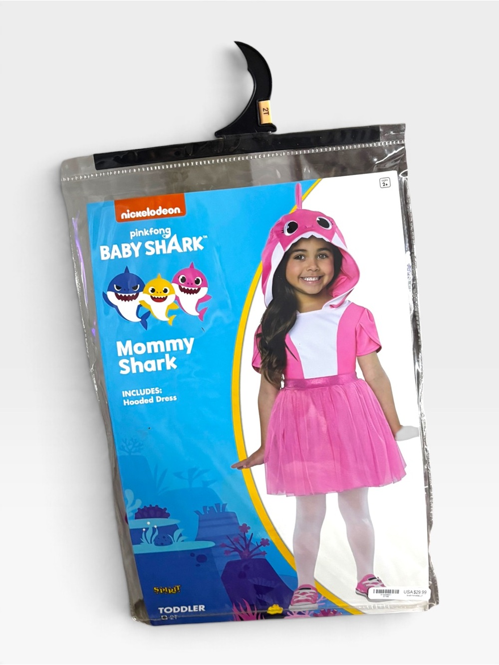 Mommy Shark Hooded Toddler Dress Costume Size 2T